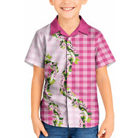 Pink Hawaii Palaka Kid Hawaiian Shirt Maile Pikake Honohono Orchid Lei LT05 Kid Pink - Polynesian Pride