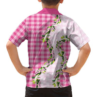 Pink Hawaii Palaka Kid Hawaiian Shirt Maile Pikake Honohono Orchid Lei LT05 - Polynesian Pride