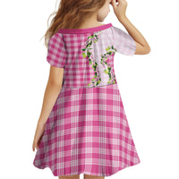Pink Hawaii Palaka Kid Short Sleeve Dress Maile Pikake Honohono Orchid Lei LT05 - Polynesian Pride
