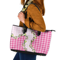 Pink Hawaii Palaka Leather Tote Bag Maile Pikake Honohono Orchid Lei LT05 Pink - Polynesian Pride