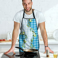 Blue Hawaii Palaka Apron Maile Pikake Honohono Orchid Lei