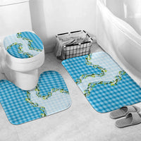 Blue Hawaii Palaka Bathroom Set Maile Pikake Honohono Orchid Lei LT05 Mat Set Only (3 pcs) One Size Blue - Polynesian Pride