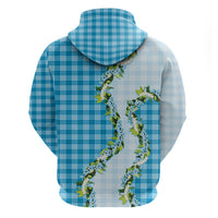 Blue Hawaii Palaka Hoodie Maile Pikake Honohono Orchid Lei LT05 - Polynesian Pride