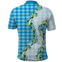 Blue Hawaii Palaka Polo Shirt Maile Pikake Honohono Orchid Lei LT05 - Polynesian Pride