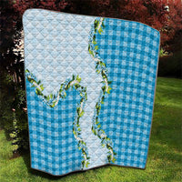 Blue Hawaii Palaka Quilt Maile Pikake Honohono Orchid Lei LT05 - Polynesian Pride