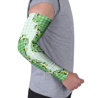Green Hawaii Palaka Arm Sleeves Maile Pikake Honohono Orchid Lei LT05 - Polynesian Pride
