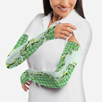 Green Hawaii Palaka Arm Sleeves Maile Pikake Honohono Orchid Lei LT05 - Polynesian Pride
