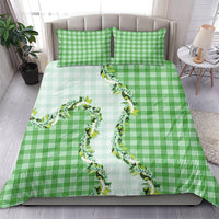 Green Hawaii Palaka Bedding Set Maile Pikake Honohono Orchid Lei LT05 - Polynesian Pride