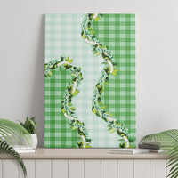Green Hawaii Palaka Canvas Wall Art Maile Pikake Honohono Orchid Lei LT05 - Polynesian Pride