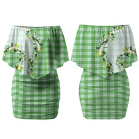 Green Hawaii Palaka Family Matching Off Shoulder Short Dress and Hawaiian Shirt Maile Pikake Honohono Orchid Lei LT05 Mom's Dress Green - Polynesian Pride