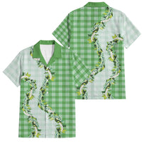 Green Hawaii Palaka Family Matching Off Shoulder Short Dress and Hawaiian Shirt Maile Pikake Honohono Orchid Lei LT05 Dad's Shirt - Short Sleeve Green - Polynesian Pride