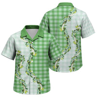 Green Hawaii Palaka Family Matching Off Shoulder Short Dress and Hawaiian Shirt Maile Pikake Honohono Orchid Lei LT05 Son's Shirt Green - Polynesian Pride