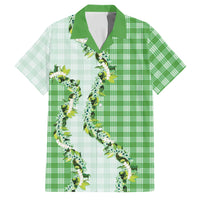 Green Hawaii Palaka Family Matching Short Sleeve Bodycon Dress and Hawaiian Shirt Maile Pikake Honohono Orchid Lei LT05 Dad's Shirt - Short Sleeve Green - Polynesian Pride