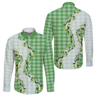 Green Hawaii Palaka Family Matching Short Sleeve Bodycon Dress and Hawaiian Shirt Maile Pikake Honohono Orchid Lei LT05 Dad's Shirt - Long Sleeve Green - Polynesian Pride