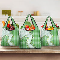 Green Hawaii Palaka Grocery Bag Maile Pikake Honohono Orchid Lei LT05 3-pack One Size Green - Polynesian Pride
