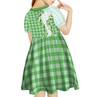 Green Hawaii Palaka Kid Short Sleeve Dress Maile Pikake Honohono Orchid Lei LT05 - Polynesian Pride