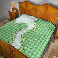 Green Hawaii Palaka Quilt Maile Pikake Honohono Orchid Lei
