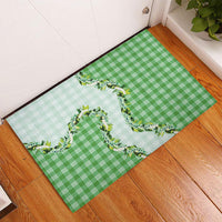 Green Hawaii Palaka Rubber Doormat Maile Pikake Honohono Orchid Lei