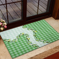 Green Hawaii Palaka Rubber Doormat Maile Pikake Honohono Orchid Lei