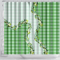 Green Hawaii Palaka Shower Curtain Maile Pikake Honohono Orchid Lei LT05 - Polynesian Pride