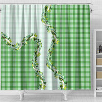 Green Hawaii Palaka Shower Curtain Maile Pikake Honohono Orchid Lei LT05 - Polynesian Pride