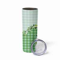 Green Hawaii Palaka Skinny Tumbler Maile Pikake Honohono Orchid Lei