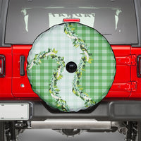 Green Hawaii Palaka Spare Tire Cover Maile Pikake Honohono Orchid Lei
