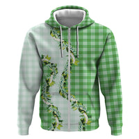 Green Hawaii Palaka Zip Hoodie Maile Pikake Honohono Orchid Lei LT05 Zip Hoodie Green - Polynesian Pride
