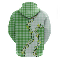 Green Hawaii Palaka Zip Hoodie Maile Pikake Honohono Orchid Lei LT05 - Polynesian Pride