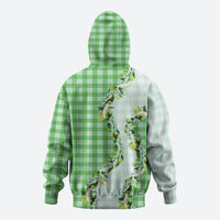 Green Hawaii Palaka Zip Hoodie Maile Pikake Honohono Orchid Lei LT05 - Polynesian Pride