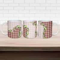 Mocha Hawaii Palaka Ceramic Mug Maile Pikake Honohono Orchid Lei LT05 - Polynesian Pride