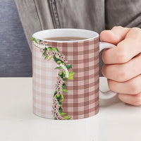 Mocha Hawaii Palaka Ceramic Mug Maile Pikake Honohono Orchid Lei LT05 - Polynesian Pride