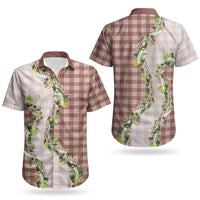 Mocha Hawaii Palaka Couples Matching Short Sleeve Bodycon Dress and Hawaiian Shirt Maile Pikake Honohono Orchid Lei LT05 - Polynesian Pride