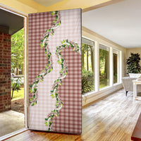 Mocha Hawaii Palaka Door Cover Maile Pikake Honohono Orchid Lei