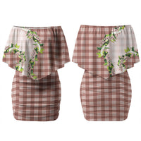 Mocha Hawaii Palaka Family Matching Off Shoulder Short Dress and Hawaiian Shirt Maile Pikake Honohono Orchid Lei LT05 - Polynesian Pride
