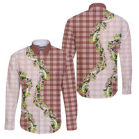Mocha Hawaii Palaka Family Matching Short Sleeve Bodycon Dress and Hawaiian Shirt Maile Pikake Honohono Orchid Lei LT05 Dad's Shirt - Long Sleeve Mocha - Polynesian Pride