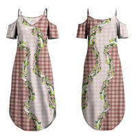 Mocha Hawaii Palaka Family Matching Summer Maxi Dress and Hawaiian Shirt Maile Pikake Honohono Orchid Lei LT05 - Polynesian Pride