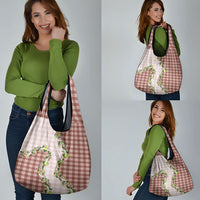 Mocha Hawaii Palaka Grocery Bag Maile Pikake Honohono Orchid Lei