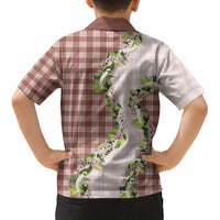 Mocha Hawaii Palaka Kid Hawaiian Shirt Maile Pikake Honohono Orchid Lei LT05 - Polynesian Pride