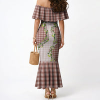 Mocha Hawaii Palaka Mermaid Dress Maile Pikake Honohono Orchid Lei LT05 - Polynesian Pride