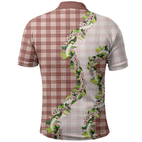 Mocha Hawaii Palaka Polo Shirt Maile Pikake Honohono Orchid Lei LT05 - Polynesian Pride