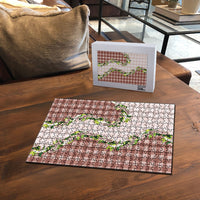 Mocha Hawaii Palaka Puzzle Maile Pikake Honohono Orchid Lei LT05 - Polynesian Pride