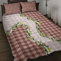 Mocha Hawaii Palaka Quilt Bed Set Maile Pikake Honohono Orchid Lei