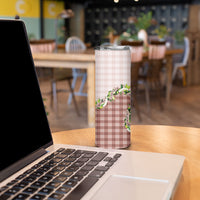 Mocha Hawaii Palaka Skinny Tumbler Maile Pikake Honohono Orchid Lei