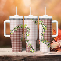 Mocha Hawaii Palaka Tumbler With Handle Maile Pikake Honohono Orchid Lei LT05 - Polynesian Pride