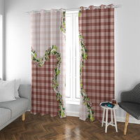 Mocha Hawaii Palaka Window Curtain Maile Pikake Honohono Orchid Lei