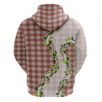 Mocha Hawaii Palaka Zip Hoodie Maile Pikake Honohono Orchid Lei