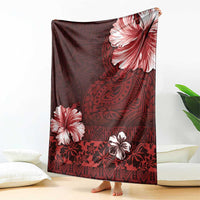 Hawaii Hibiscus With Oxblood Polynesian Pattern Blanket LT05 - Polynesian Pride