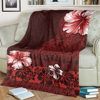 Hawaii Hibiscus With Oxblood Polynesian Pattern Blanket LT05 - Polynesian Pride