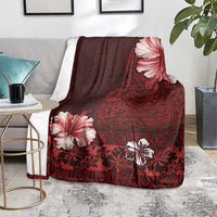 Hawaii Hibiscus With Oxblood Polynesian Pattern Blanket LT05 - Polynesian Pride